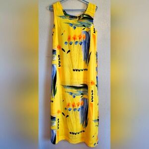 Mlle Gabrielle Womens 6 Maxi Yellow Floral Design Sleeveless Side Slit D…